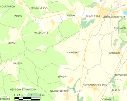 Map commune FR insee code 21127
